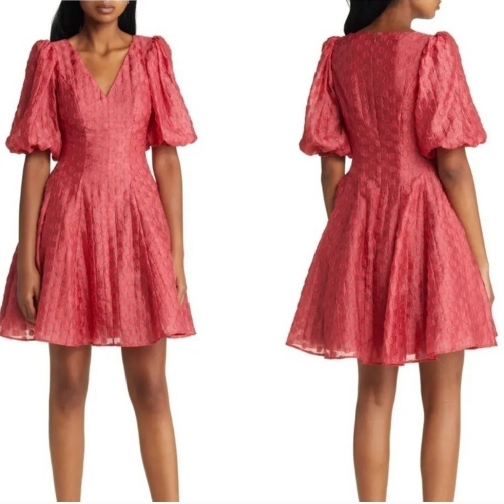 Rachel Parcell Organza Puffed Sleeve Mini Dress